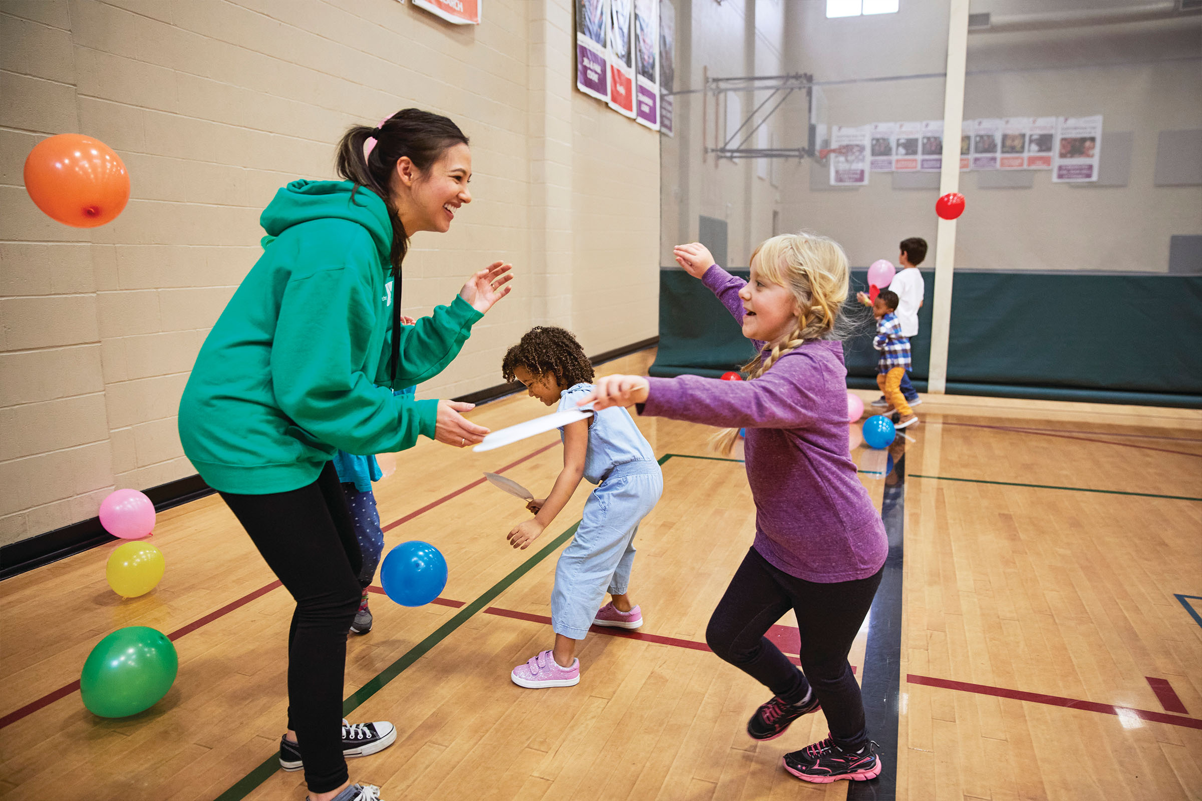 Kids playing gym games